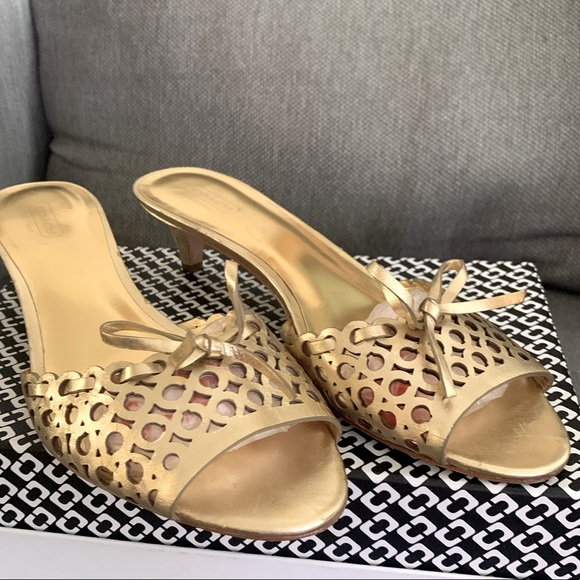 Shoes - Coach Gold Sandals